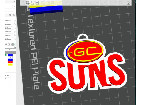 AFL Gold Coast Sun keychain badge printable and renderable 3D Print Model