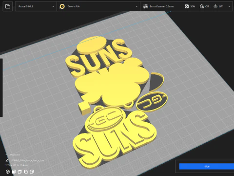 AFL Gold Coast Sun keychain badge printable and renderable 3D Print Model
