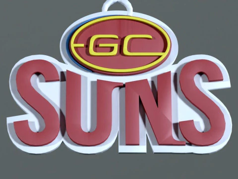 AFL Gold Coast Sun keychain badge printable and renderable 3D Print Model