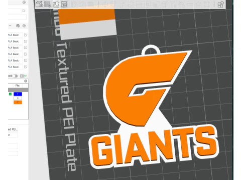 AFL GWS Giants keychain badge printable and renderable 3D Print Model