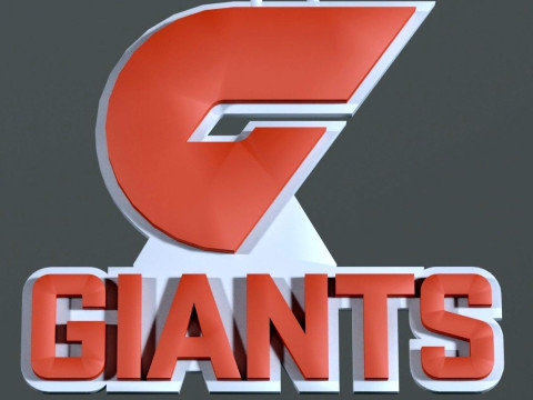 AFL GWS Giants keychain badge printable and renderable 3Dプリントモデル