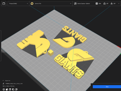 AFL GWS Giants keychain badge printable and renderable 3Dプリントモデル