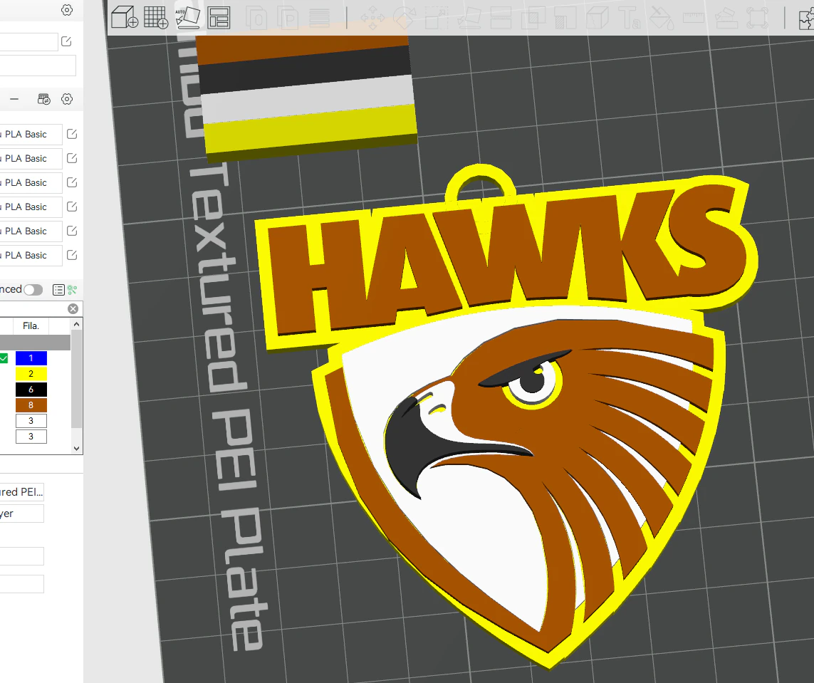 AFL Hawthorn Hawks keychain badge printable and renderable 3D Print Model .c4d .max .obj .3ds .fbx .stl .blend 