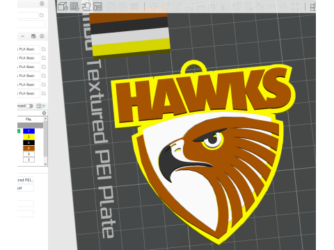 AFL Hawthorn Hawks keychain badge printable and renderable 3D Baskı Modeli
