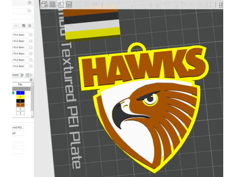 AFL Hawthorn Hawks keychain badge printable and renderable 3D Print Model