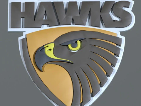 AFL Hawthorn Hawks keychain badge printable and renderable 3D Print Model