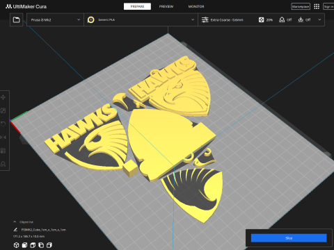 AFL Hawthorn Hawks keychain badge printable and renderable Model Cetak 3D