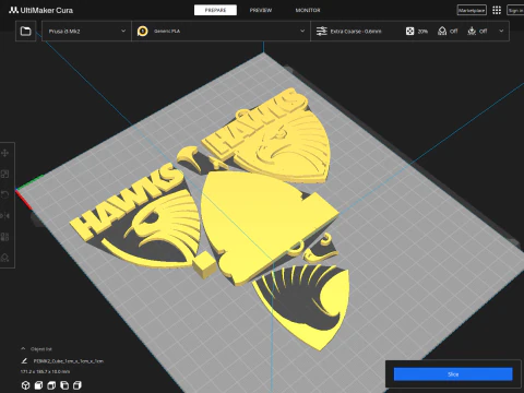 AFL Hawthorn Hawks keychain badge printable and renderable 3D Print Model