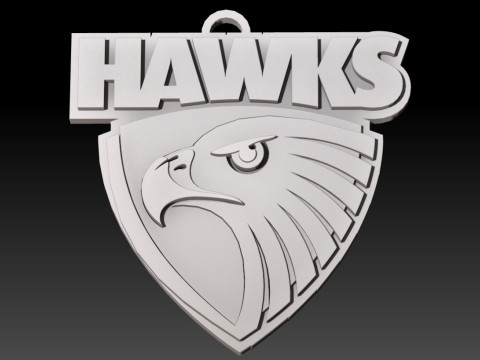 AFL Hawthorn Hawks keychain badge printable and renderable Model Cetak 3D