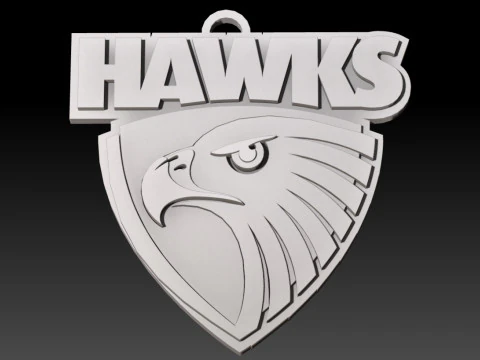 AFL Hawthorn Hawks keychain badge printable and renderable 3D Print Model