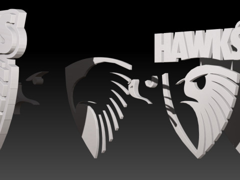 AFL Hawthorn Hawks keychain badge printable and renderable Model Cetak 3D