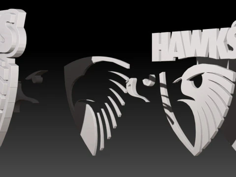 AFL Hawthorn Hawks keychain badge printable and renderable 3D Print Model