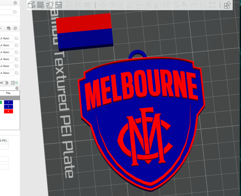 AFL Melbourne keychain badge printable and renderable 3D Baskı Modeli .c4d .max .obj .3ds .fbx .stl .blend 