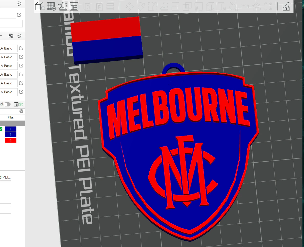 AFL Melbourne keychain badge printable and renderable 3D Print Model .c4d .max .obj .3ds .fbx .stl .blend