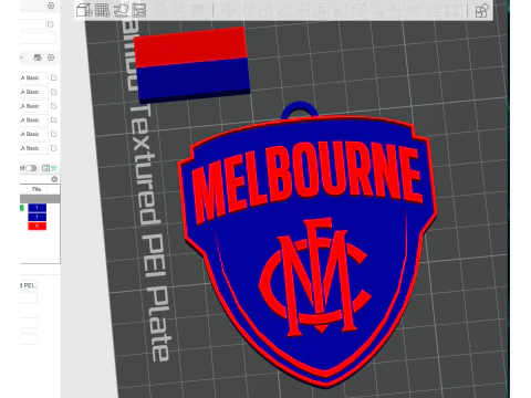 AFL Melbourne keychain badge printable and renderable 3D Print Model