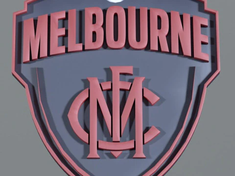 AFL Melbourne keychain badge printable and renderable 3D Print Model