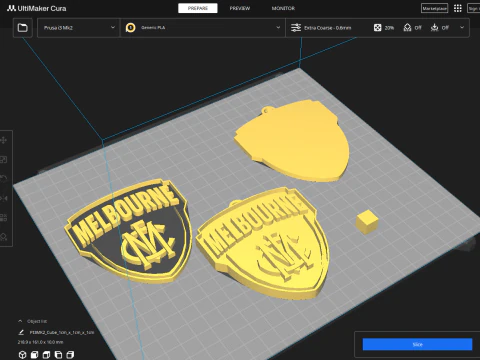 AFL Melbourne keychain badge printable and renderable 3D Print Model