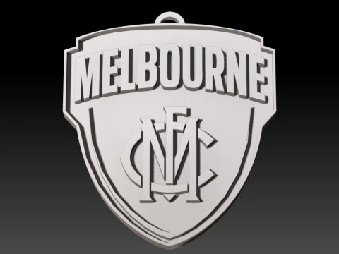 AFL Melbourne keychain badge printable and renderable 3D Print Model