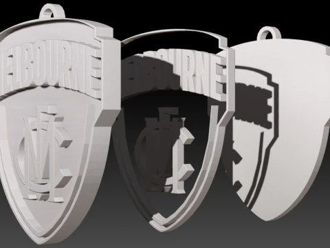 AFL Melbourne keychain badge printable and renderable 3D Print Model