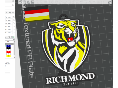 AFL Richmond Tigers keychain badge printable and renderable 3D प्रिंट मॉडल