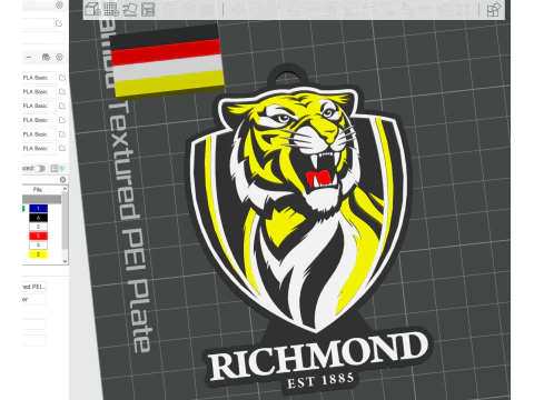AFL Richmond Tigers keychain badge printable and renderable 3D Print Model