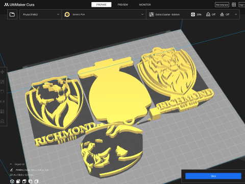 AFL Richmond Tigers keychain badge printable and renderable 3D प्रिंट मॉडल