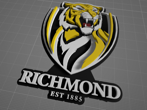 AFL Richmond Tigers keychain badge printable and renderable 3D प्रिंट मॉडल