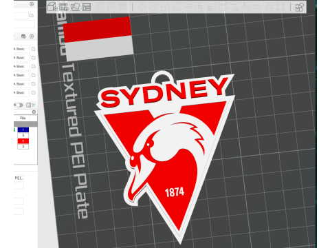 AFL Sydney Swans keychain badge printable and renderable Model Cetak 3D