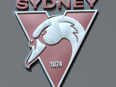 AFL Sydney Swans keychain badge printable and renderable Model Cetak 3D
