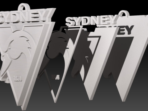 AFL Sydney Swans keychain badge printable and renderable Model Cetak 3D