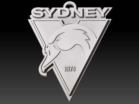 AFL Sydney Swans keychain badge printable and renderable Model Cetak 3D