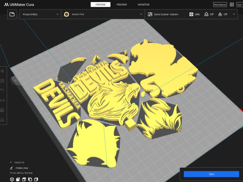 AFL Tasmania Devils keychain badge printable and renderable 3D Print Model
