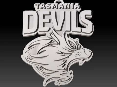 AFL Tasmania Devils keychain badge printable and renderable 3D Print Model