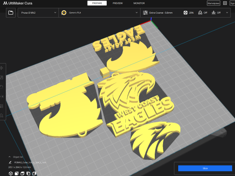 AFL West Coast Eagles keychain badge printable and renderable 3Dプリントモデル