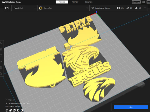 AFL West Coast Eagles keychain badge printable and renderable 3D Print Model