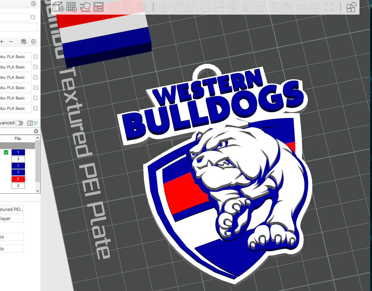 AFL Western Bulldogs keychain badge printable and renderable 3D Print Model .c4d .max .obj .3ds .fbx .stl .blend 
