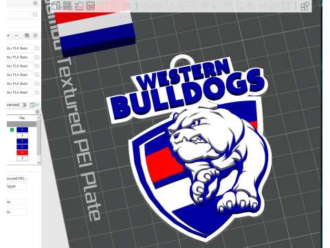 AFL Western Bulldogs keychain badge printable and renderable 3D Print Model