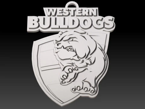 AFL Western Bulldogs keychain badge printable and renderable 3D Print Model