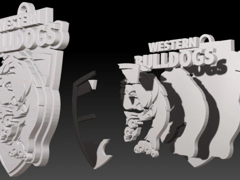 AFL Western Bulldogs keychain badge printable and renderable 3D Print Model