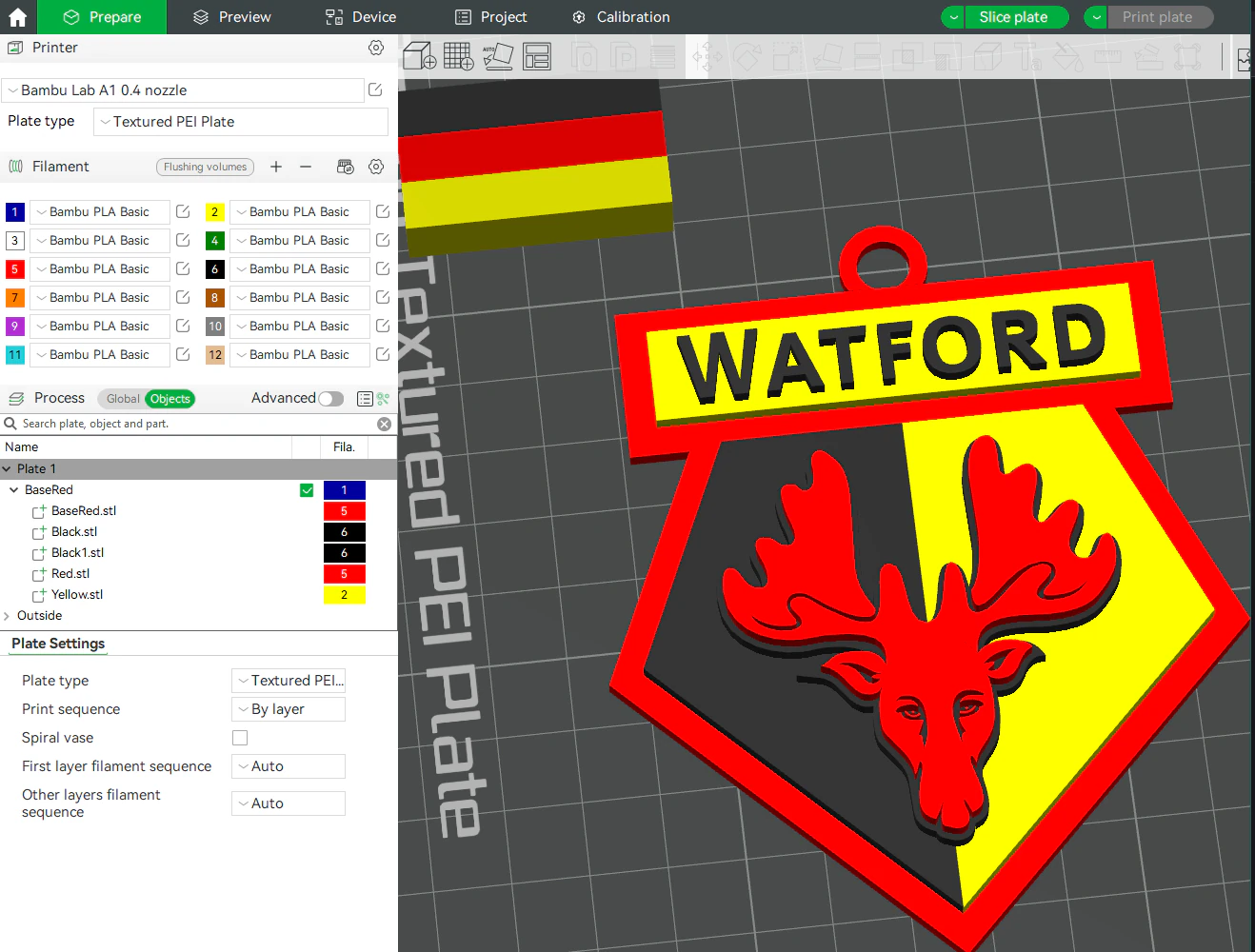 Premier League West Watford keychain badge printable and renderable 3D Print Model .c4d .max .obj .3ds .fbx .stl .blend 