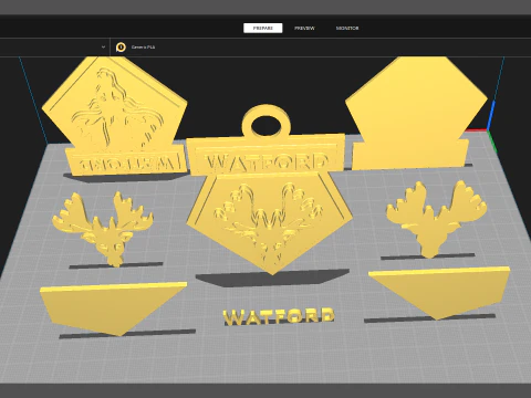 Premier League West Watford keychain badge printable and renderable 3D Print Model