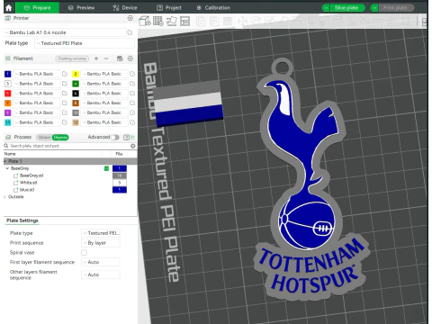 프리미어 리그 토트넘 홋스퍼 키체인 배지 인쇄 및 렌더링 가능 3D 프린트 모델