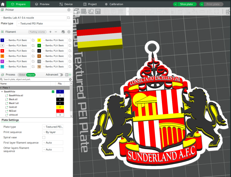 Premier League Sunderland keychain badge printable and renderable Modelo de Impressão 3D .c4d .max .obj .3ds .fbx .stl .blend