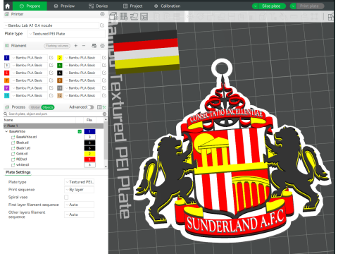 Premier League Sunderland keychain badge printable and renderable Modelo de Impressão 3D