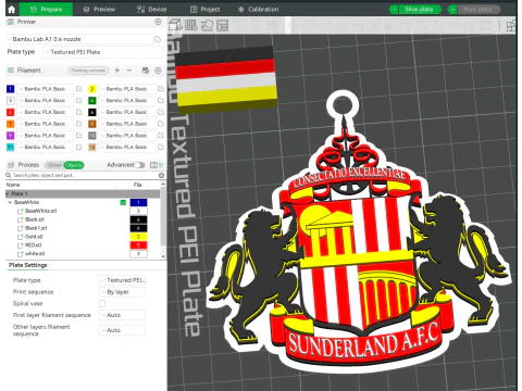 프리미어 리그 선더랜드 키체인 배지 인쇄 및 렌더링 가능 3D 프린트 모델