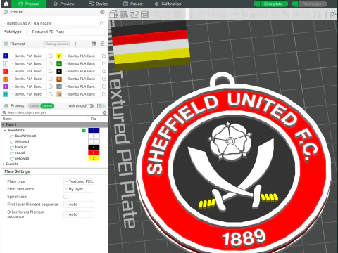프리미어 리그 셰필드 유나이티드 키체인 배지 인쇄 및 렌더링 가능 3D 프린트 모델