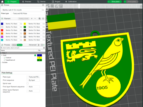 Premier League Norwich City keychain badge printable and renderable 3D Print Model