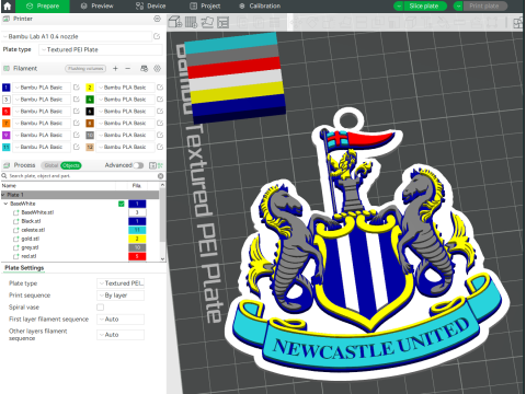 Premier League Newcastle United keychain badge printable and renderable 3Dプリントモデル