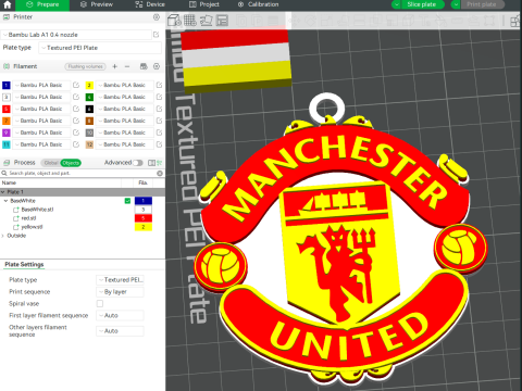 Premier League Manchester United keychain badge printable and renderable Modello di stampa 3D