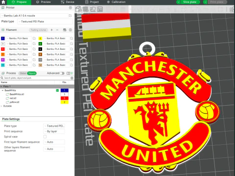 프리미어 리그 맨체스터 유나이티드 키체인 배지 인쇄 및 렌더링 가능 3D 프린트 모델